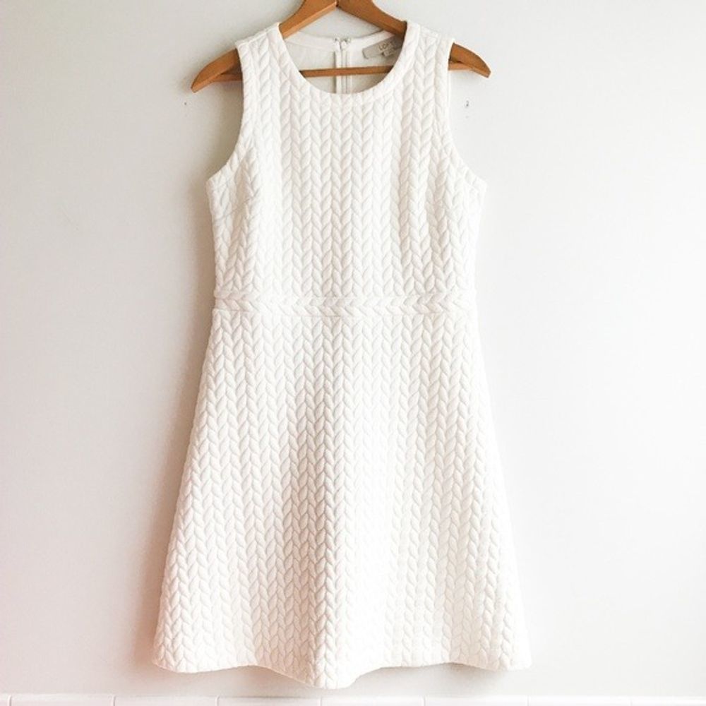 Loft | Quilted White A line dress